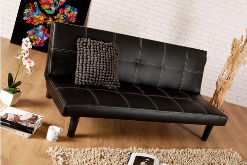 Single faux leather sofa bed - leather,