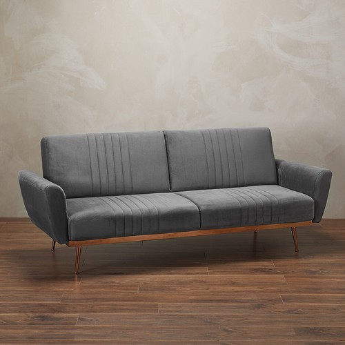 Nico grey velvet sofa bed - velvet,