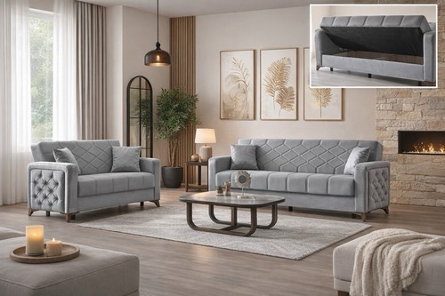 Grey chester sofa bed - sofa, seater